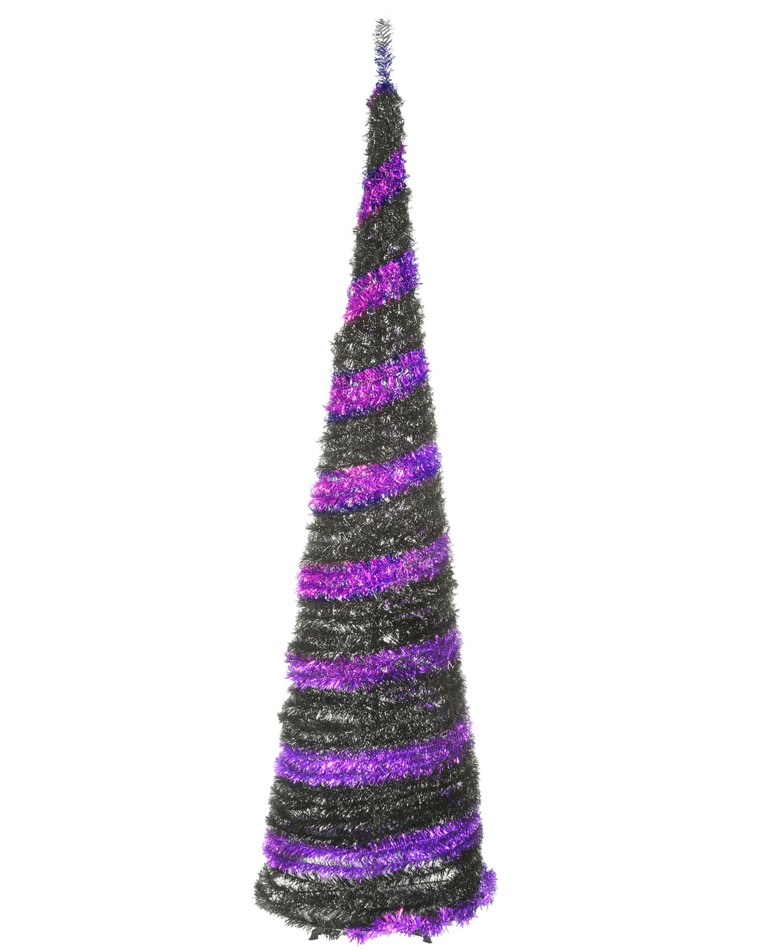 National Tree Company 7.5' Pre-Lit Artificial Halloween Tree, Black, Evergreen, LED Lights, Includes Stand, Halloween Collection