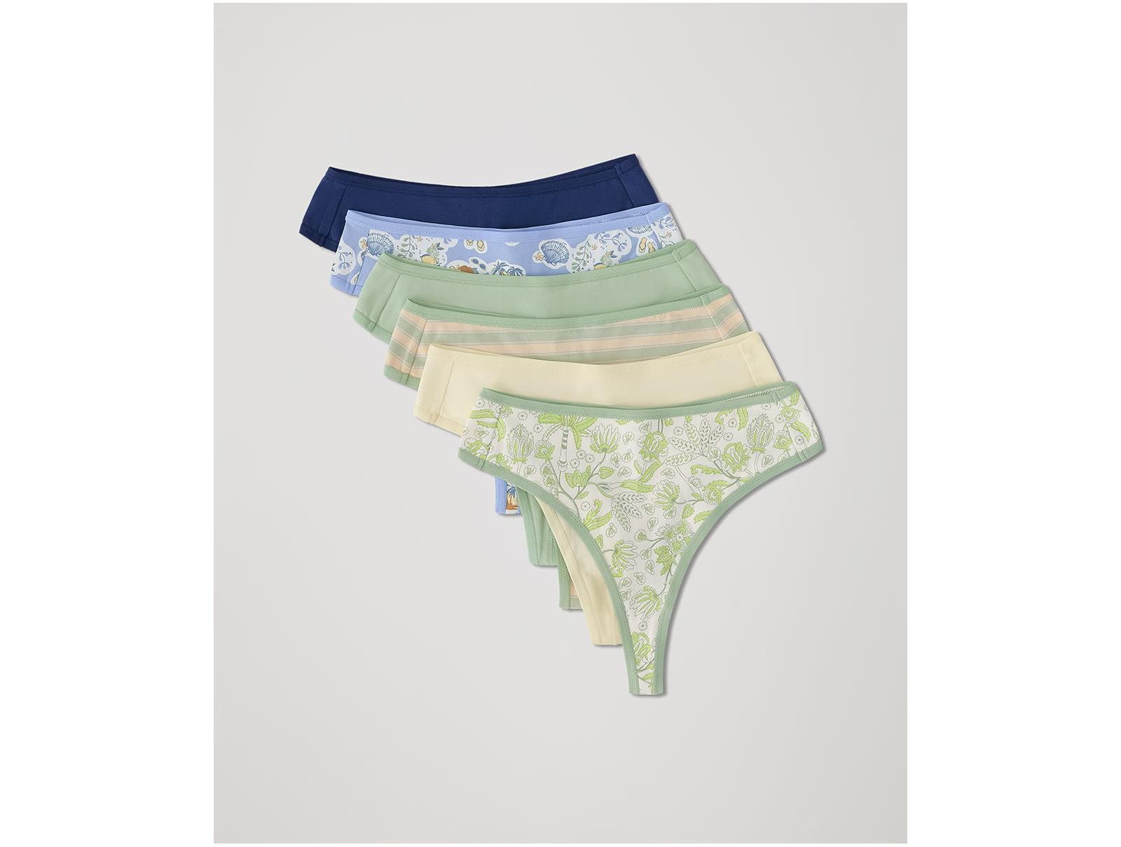 Pact Women's Organic Cotton Everyday High Rise Thong 6-Pack