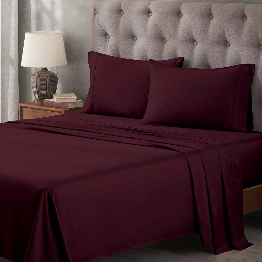 Superior 400-TC Egyptian Cotton Solid Deep Pocket Sheet Set, Olympic Queen