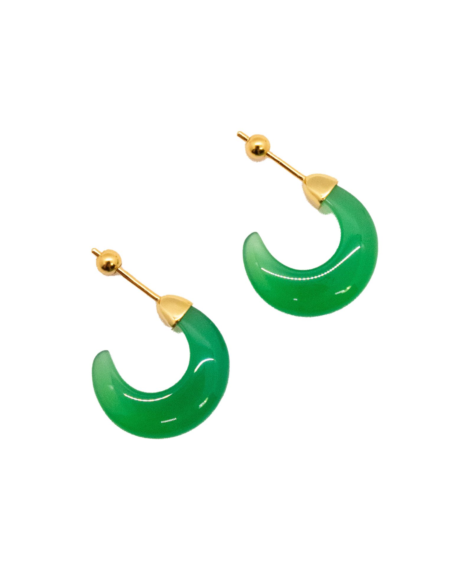 Серьги seree Half Moon Jade-Green Chalcedony