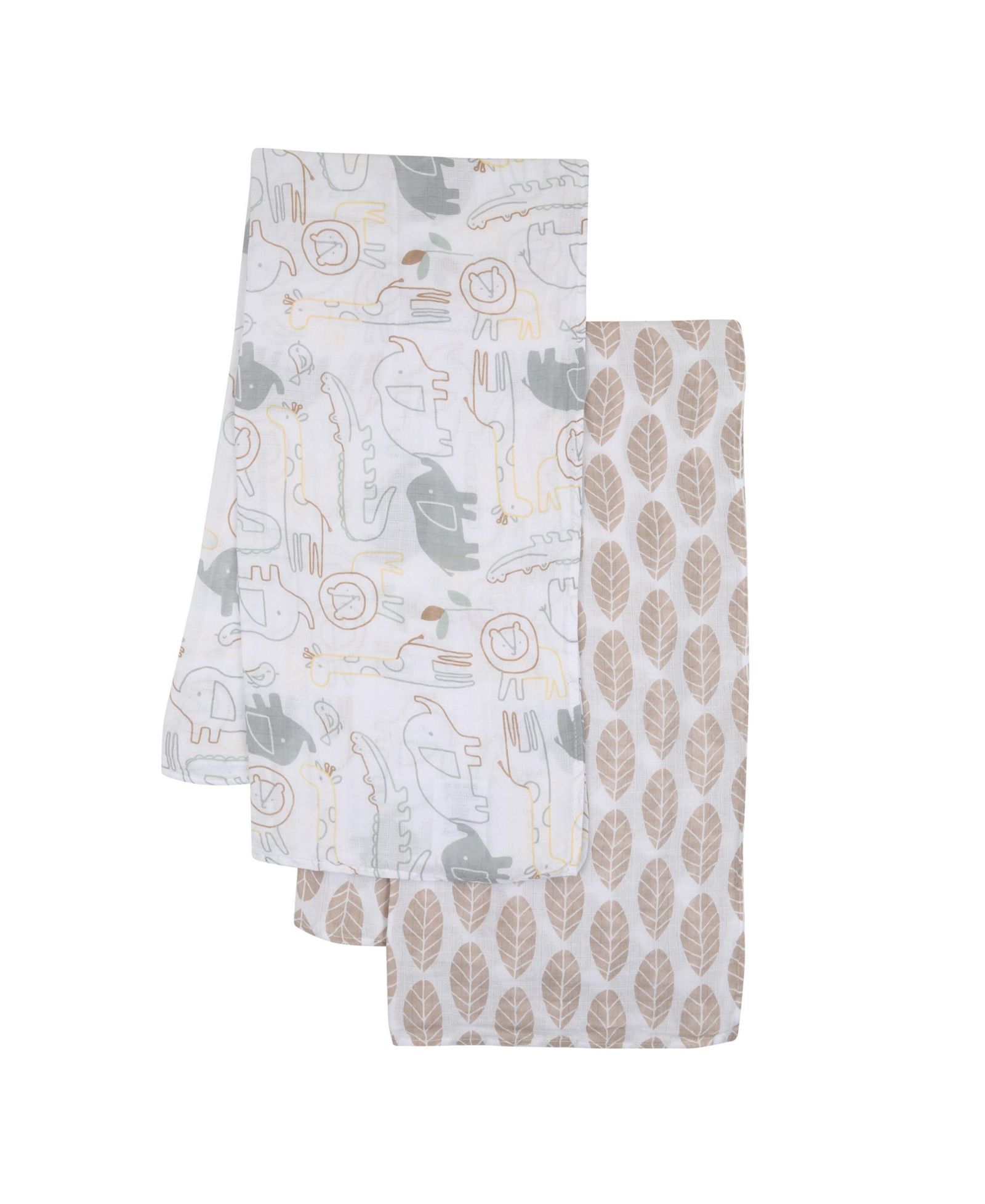 Lambs & Ivy Lambs and Ivy Jungle Story 100% Cotton Muslin Safari Swaddle Blankets - 2 Pack