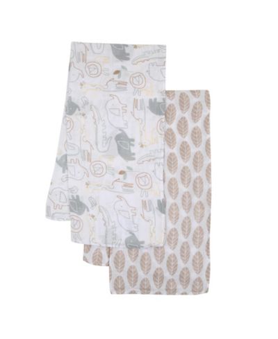 Набор из 2 шт. детских муслиновых пеленок Lambs & Ivy Jungle Story 100% Cotton Safari Swaddle