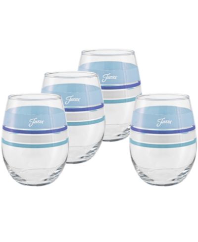 Fiesta Coastal Blues Edgeline Stemless Wine Glasses, Set of 4