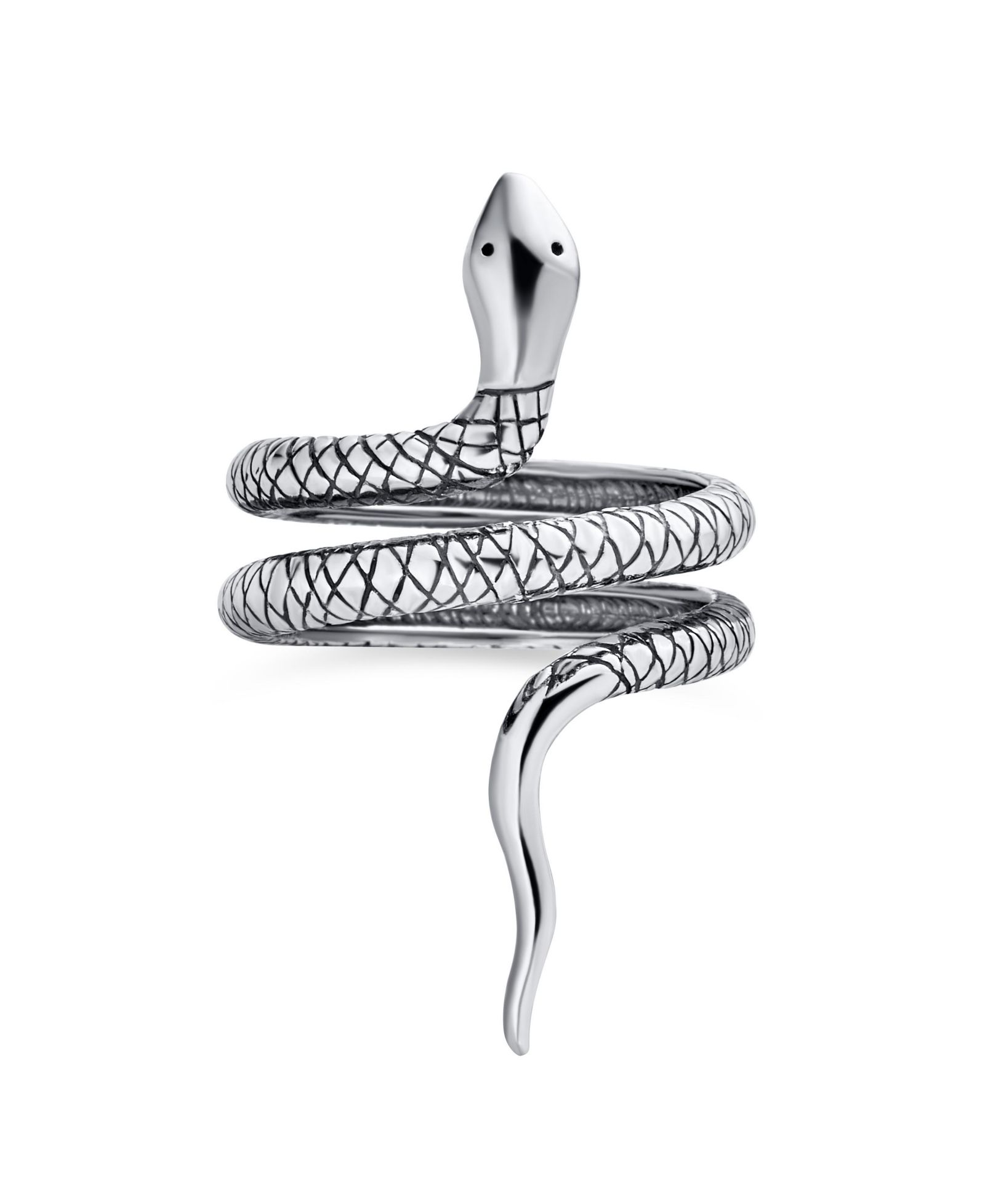 Bling Jewelry Boho Coil Wrap Serpent Snake Ring Full Finger Band Texture Sterling Silver