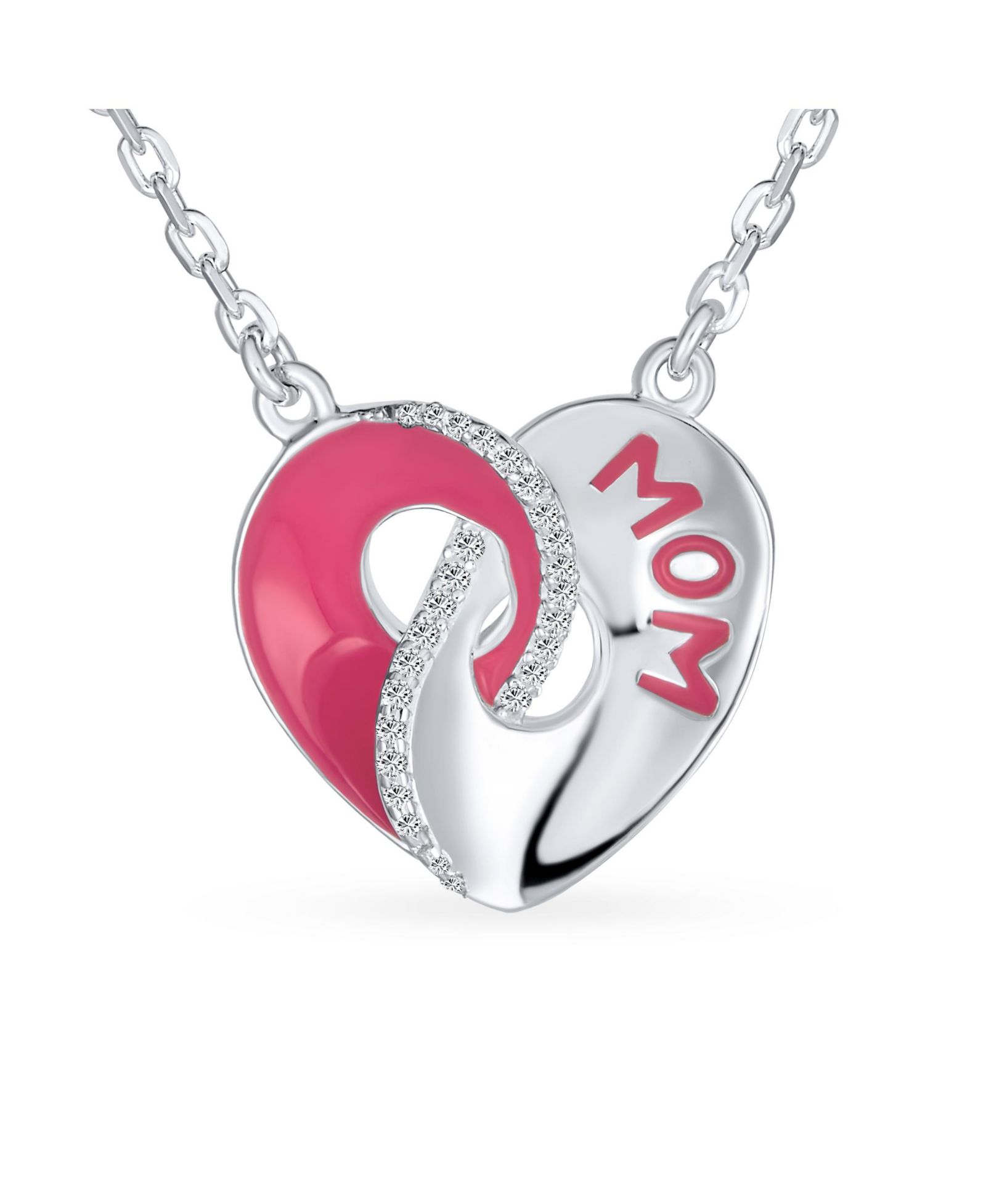 Подвеска Bling Jewelry с кристаллами и эмалевым сердцем Mom