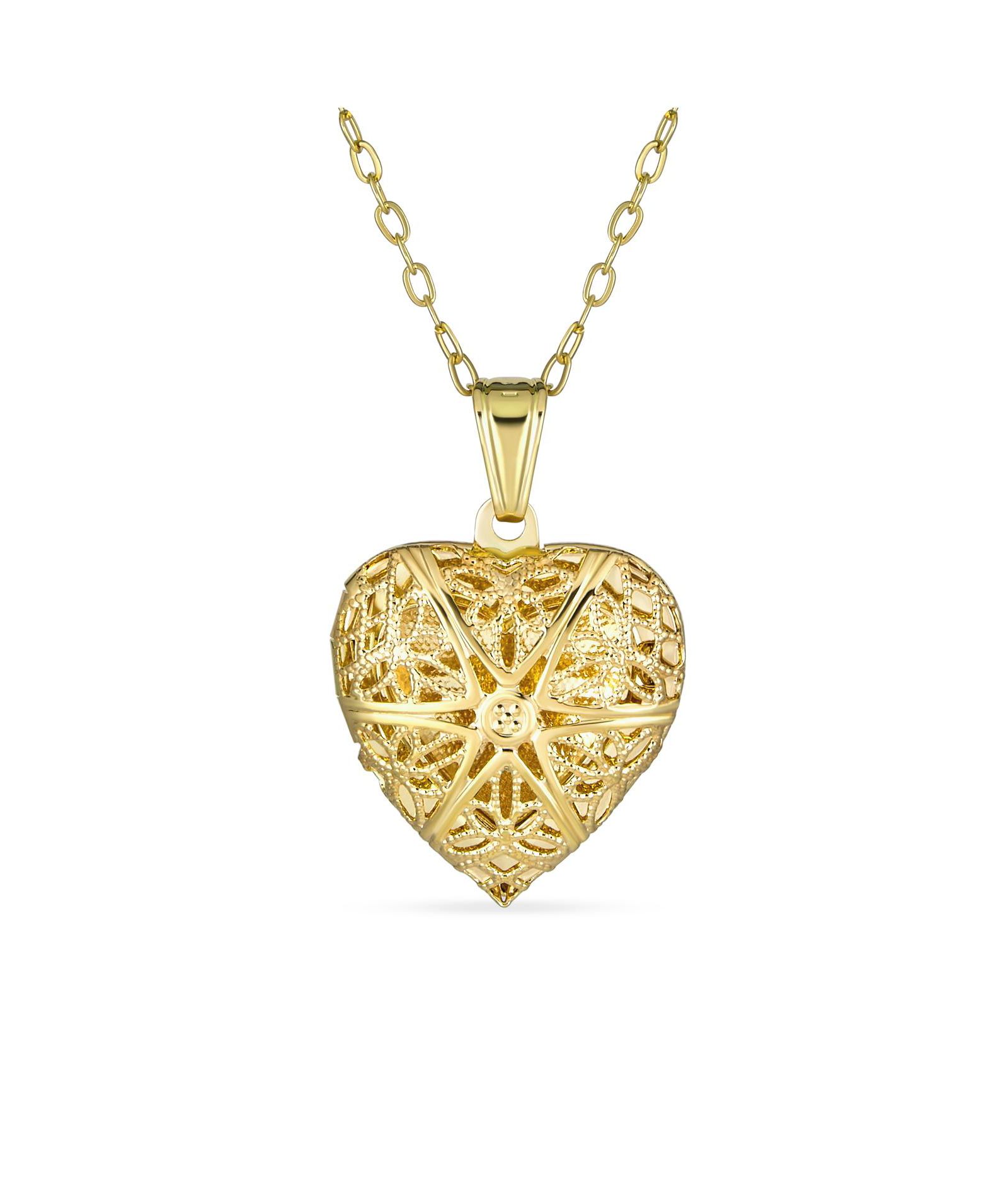 Bling Jewelry кулон-локет для ароматерапии в форме звезды и сердца, 18K Gold Plated