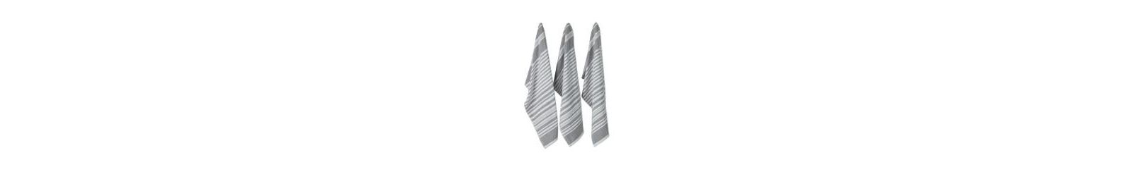 Набор кухонных полотенец Design Imports French Terry Collection, 18x28", минеральный серый в полоску, 3 штуки