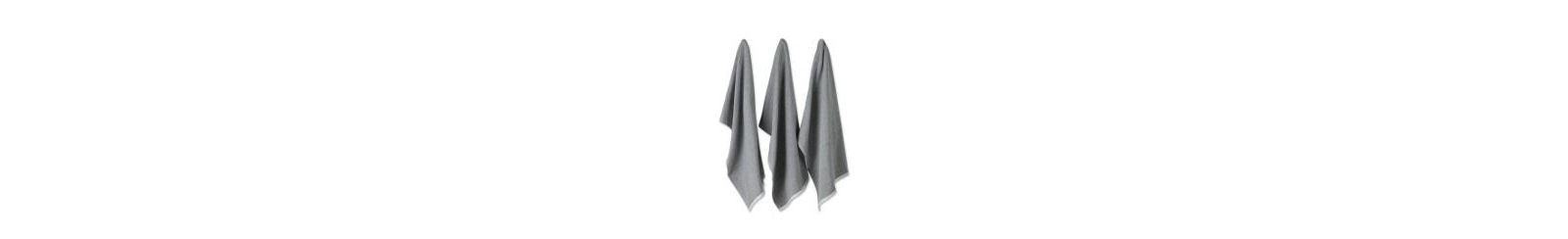 Design Imports French Terry Collection Kitchen Dishtowel Set, 18x28", Mineral Gray Chambray Solid, 3 Piece