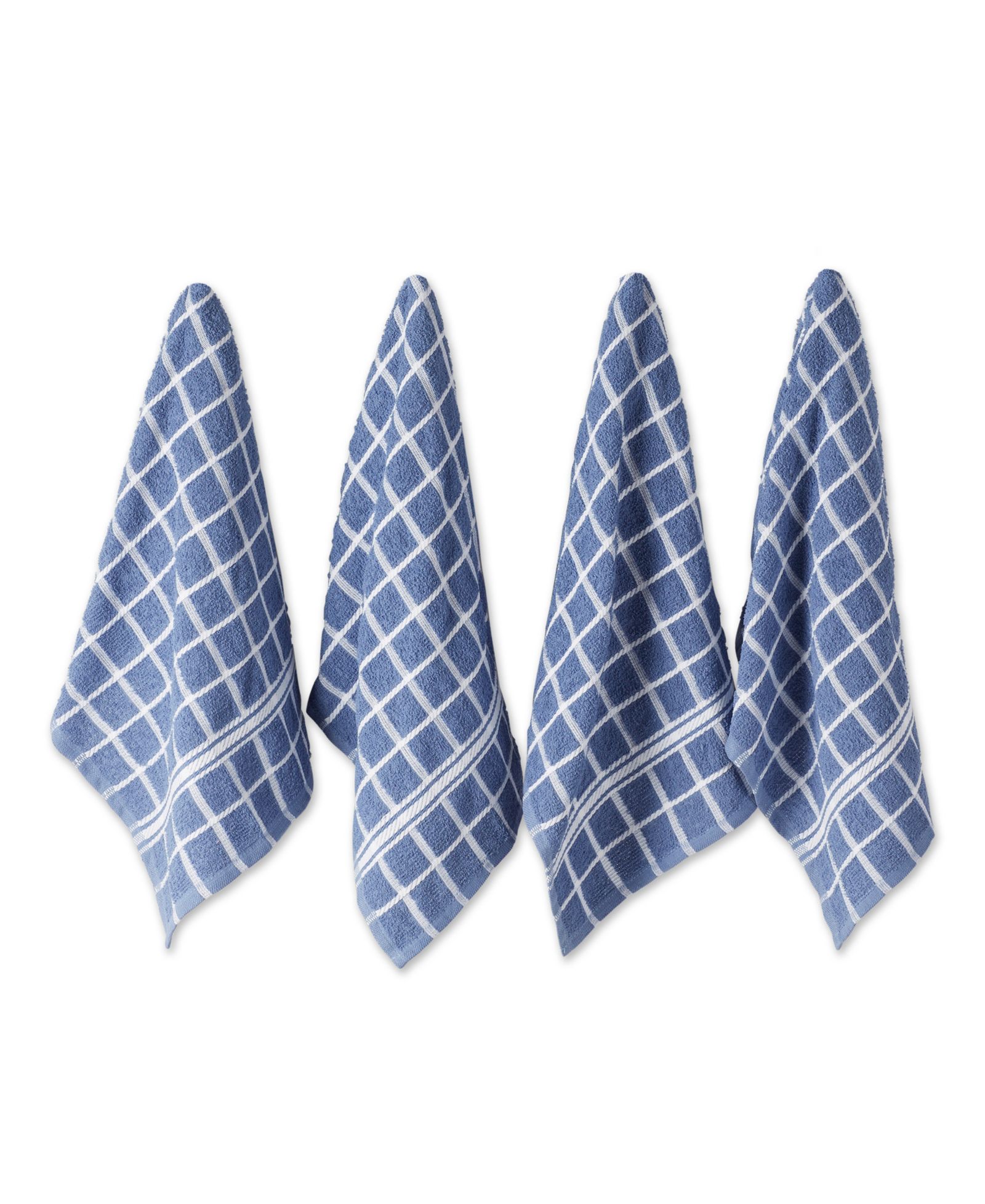 Набор кухонных полотенец Design Imports Basic Terry Collection, 16x26", Stonewash Blue Check, 4 шт.