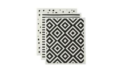 Design Imports кухонные салфетки для уборки, 7.75 x 6.75", 3 шт., Black White