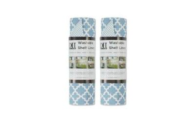 Design Imports Fridge Shelf Liner Collection Non-Adhesive, Cut to fit, Machine Washable, 12x120", Stonewash Blue Lattice, 2 Piece