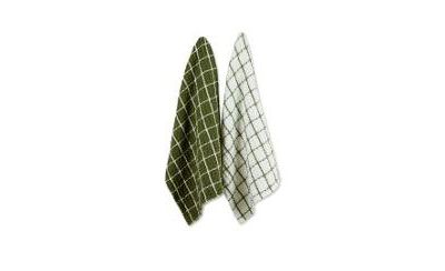Design Imports Washed Waffle Collection Oversized Preshrunk Ultra Absorbent, Dishtowel Set, 20x30", Sage, 2 Piece