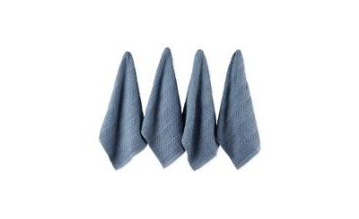Набор кухонных полотенец Design Imports Luxury Bar Mop Collection Chevron, 16x19", Stonewash Blue, 4 шт.