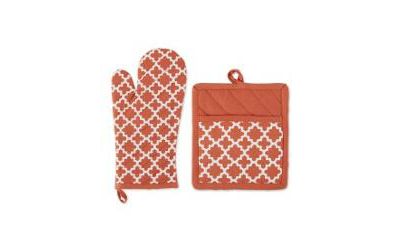 Design Imports Lattice Basics Collection Kitchen Essentials, Oven Mitt Potholder Set, Spice, 2, Piece