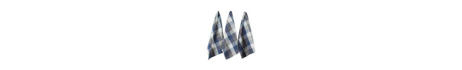 Набор кухонных полотенец Design Imports Tri-Color Check Collection, французский синий, 3 шт.
