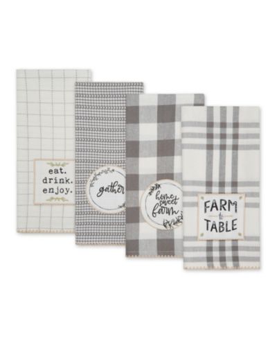Design Imports Home Sweet Farmhouse Кухонный набор полотенец, 18x28", серый, 4 шт.