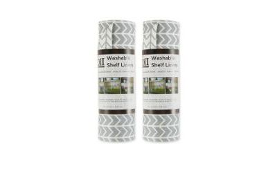 Design Imports Fridge Shelf Liner Collection Non-Adhesive, Cut to fit, Machine Washable, 12x120", Gray Herringbone, 2 Piece
