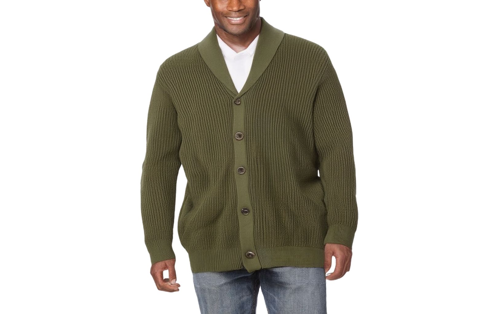 KingSize Men's Shaker Knit Shawl-Collar Cardigan Sweater