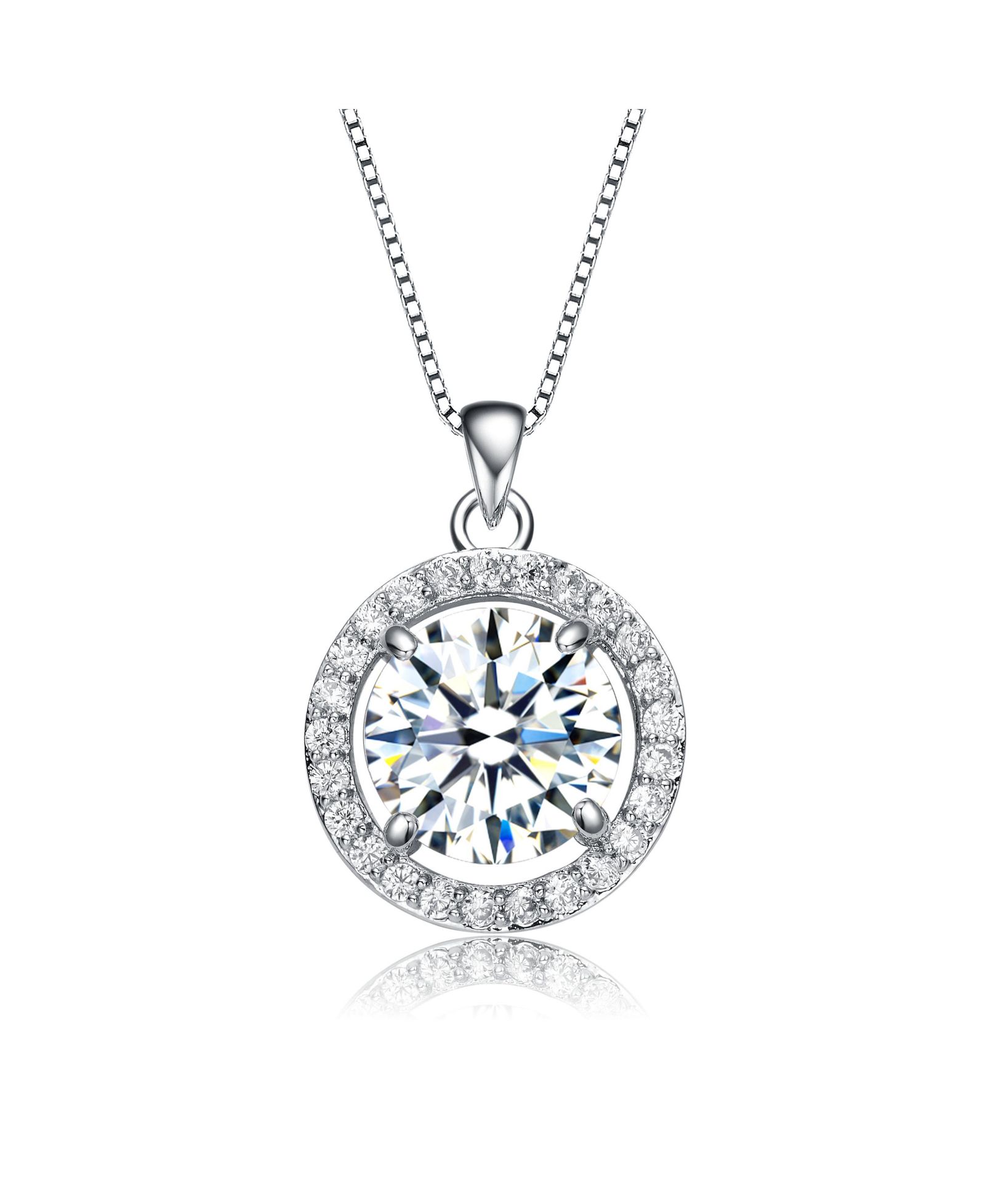 Rachel Glauber ожерелье-кулон Big Round Solitaire Halo с позолотой и Cubic Zirconia