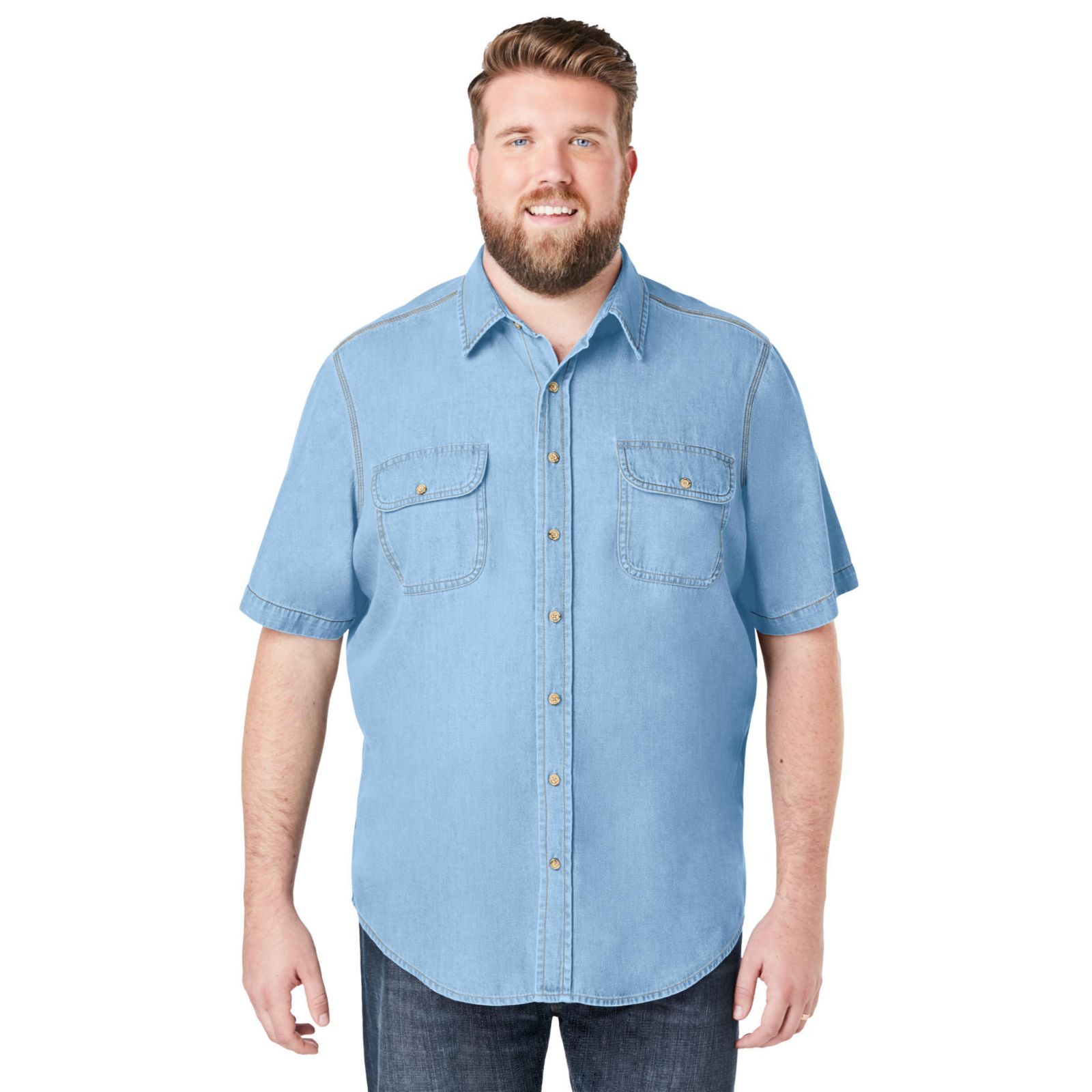Boulder Creek Tall by KingSize Short Sleeve Denim and Twill Shirt