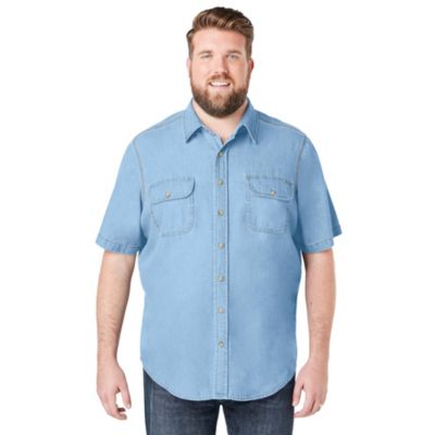 Мужская рубашка Boulder Creek Men's by KingSize Short Sleeve Denim and Twill