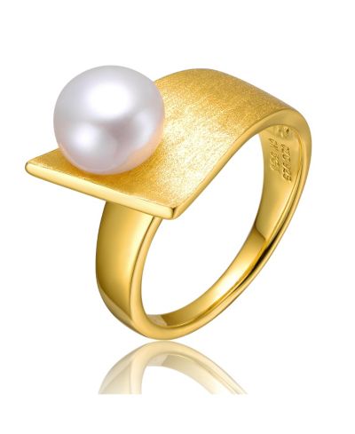 Genevive Chic кольцо с натуральным речным жемчугом 14K Gold Plated