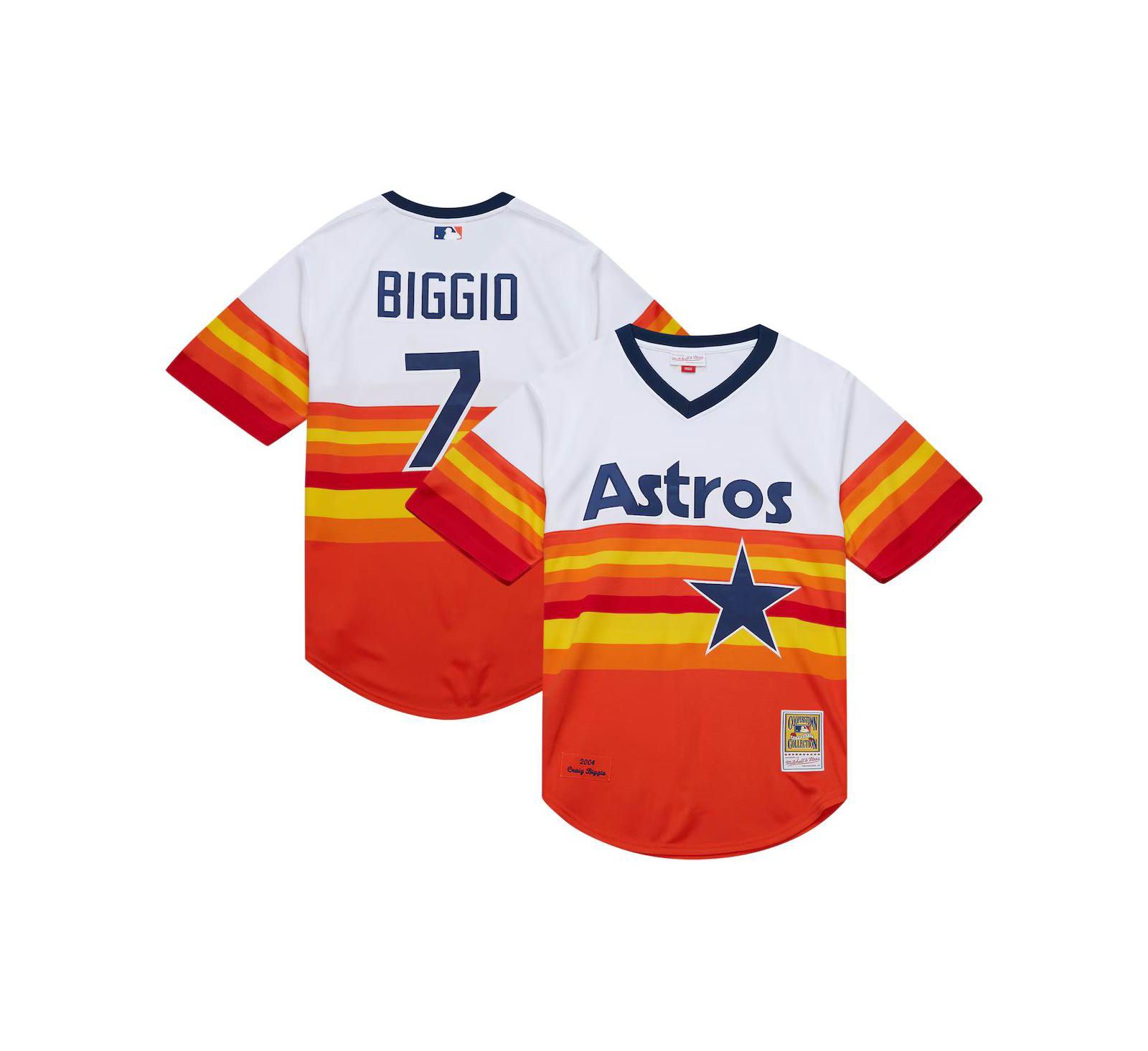 Джерси Mitchell Ness Men's Craig Biggio White Houston Astros 2004 Cooperstown Collection Authentic Throwback