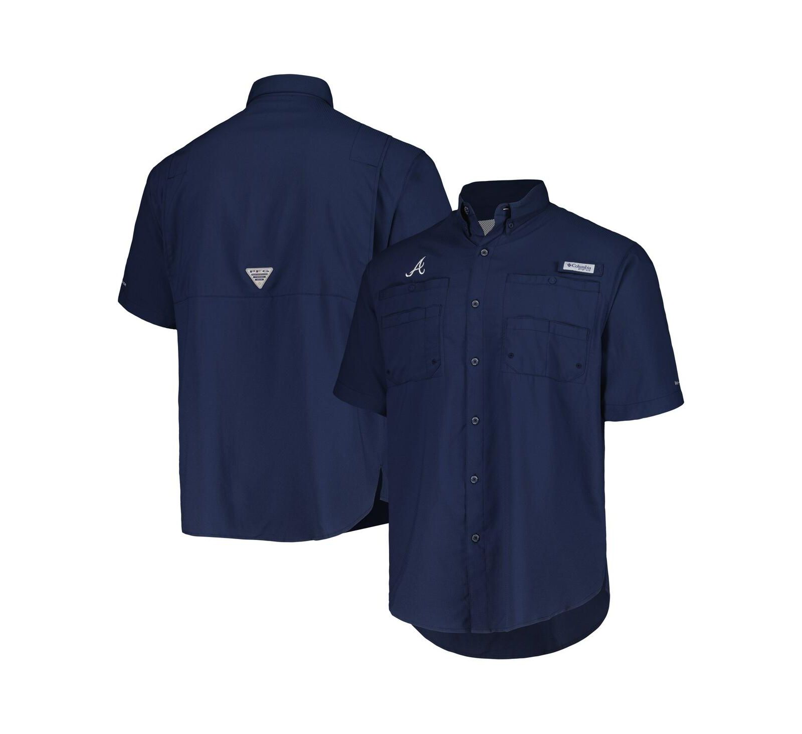 Columbia Мужская рубашка Columbia Men's Navy Atlanta Braves Tamiami Omni-Shade Button-Down Shirt