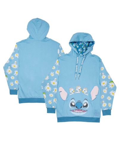 Loungefly Men's and Women's Light Blue Lilo and Stitch Springtime Daisy Pullover Hoodie