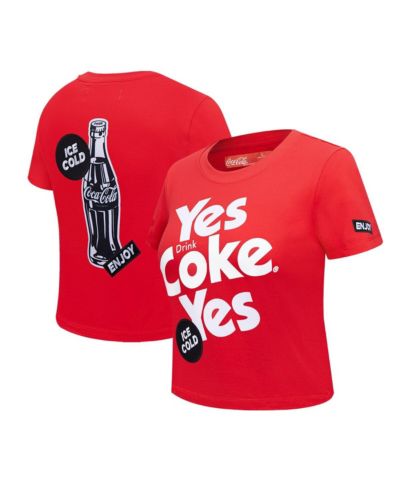 Freeze Max Women's Red Coca-Cola Yes Coke Yes Baby Doll Cropped T-Shirt