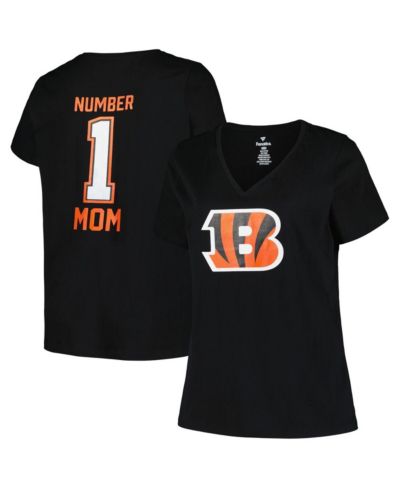 Fanatics Women's Black Cincinnati Bengals Plus Size Mother's Day 1 Mom V-Neck T-Shirt
