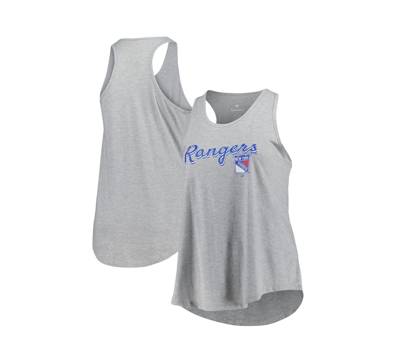 Fanatics Women's Heather Gray New York Rangers Plus Size Racerback Tank Top