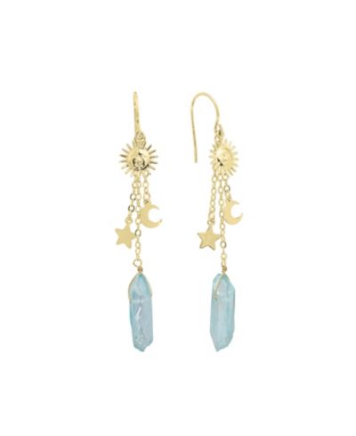 Серьги-подвески Macy's Mystic or Aqua Quartz Sun, Moon and Star