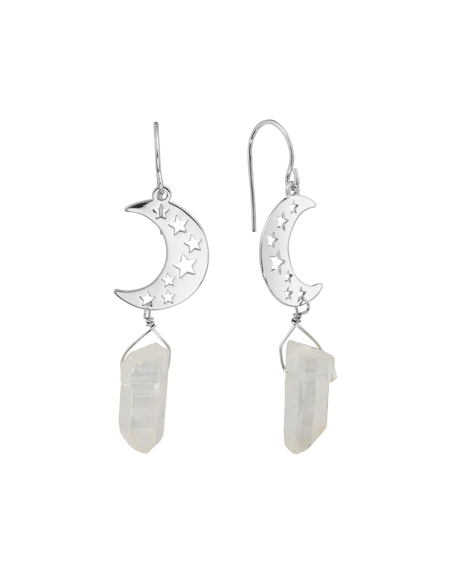 Macy's Aurora Borealis or Mystic Quartz Silver Plated Half Moon Drop Earrings