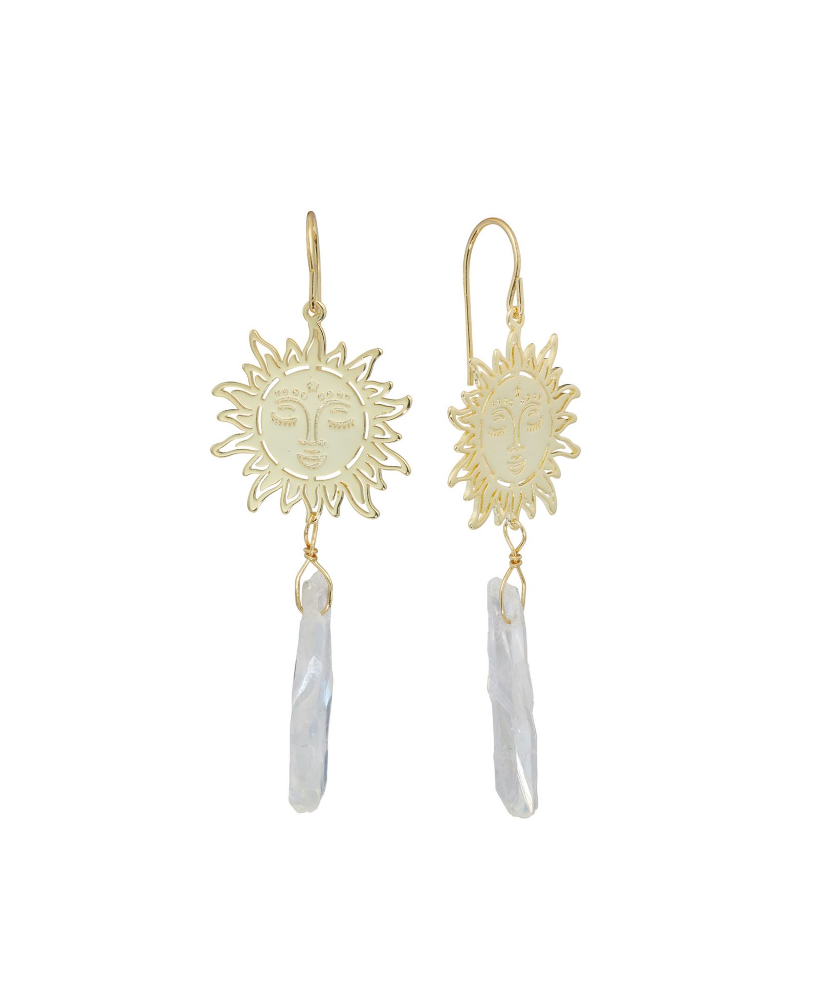 Macy's Aurora Borealis or Aqua Quartz 14K Gold Plated Quartz Sun Drop Earrings
