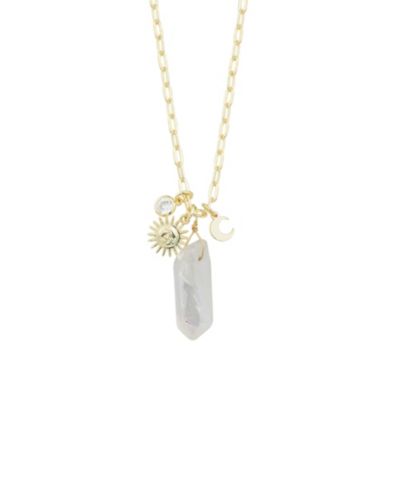 Macy's Quartz Sun and Moon Charm Necklace 14k Gold Plated or Silver Plated