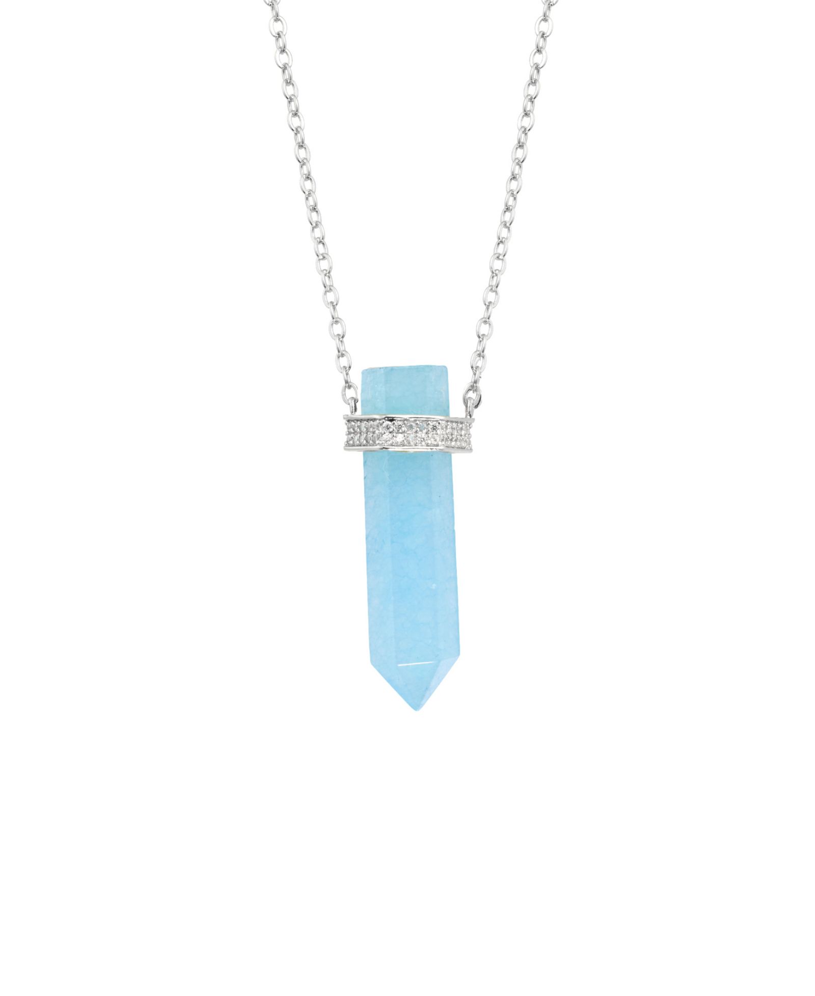 Macy's Stone Quartz Pointed Hexagon Pendant Necklace 14k Gold Plated or Silver Plated