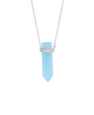 Macy's Stone Quartz Pointed Hexagon Pendant Necklace 14k Gold Plated or Silver Plated