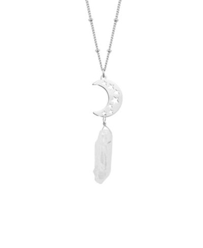 Ожерелье Macy's Aurora Borealis or Mystic Quartz Silver Plated Cut-Out Stars Half Moon