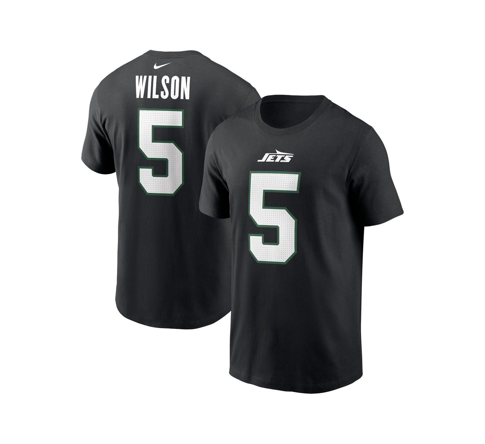 Nike Men's Garrett Wilson Black New York Jets Name & Number T-Shirt