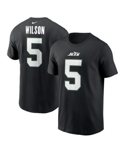 Nike Men's Garrett Wilson Black New York Jets Name & Number T-Shirt