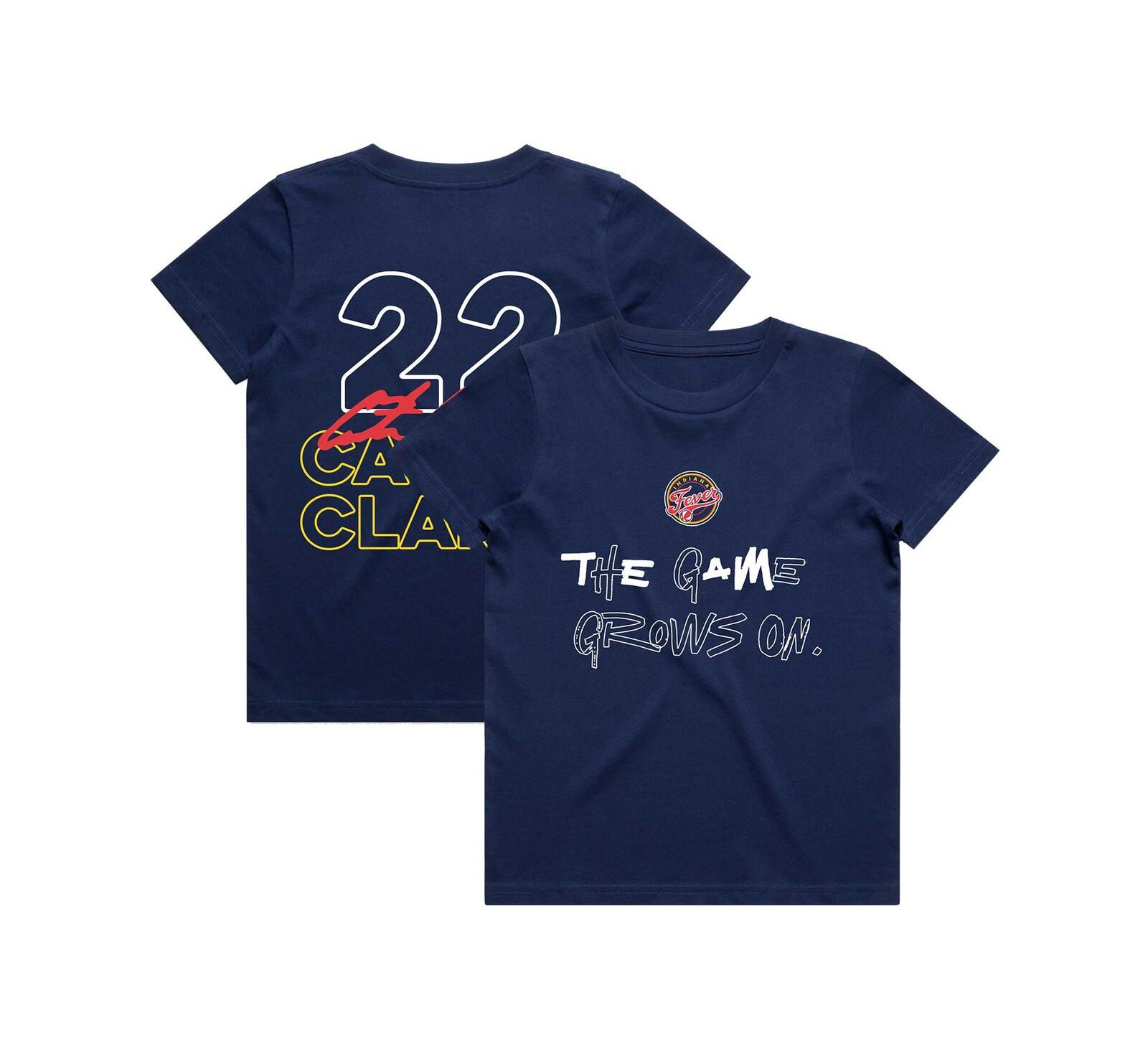 Round21 Детский футболка с подписью Caitlin Clark Navy Indiana Fever Player Signature