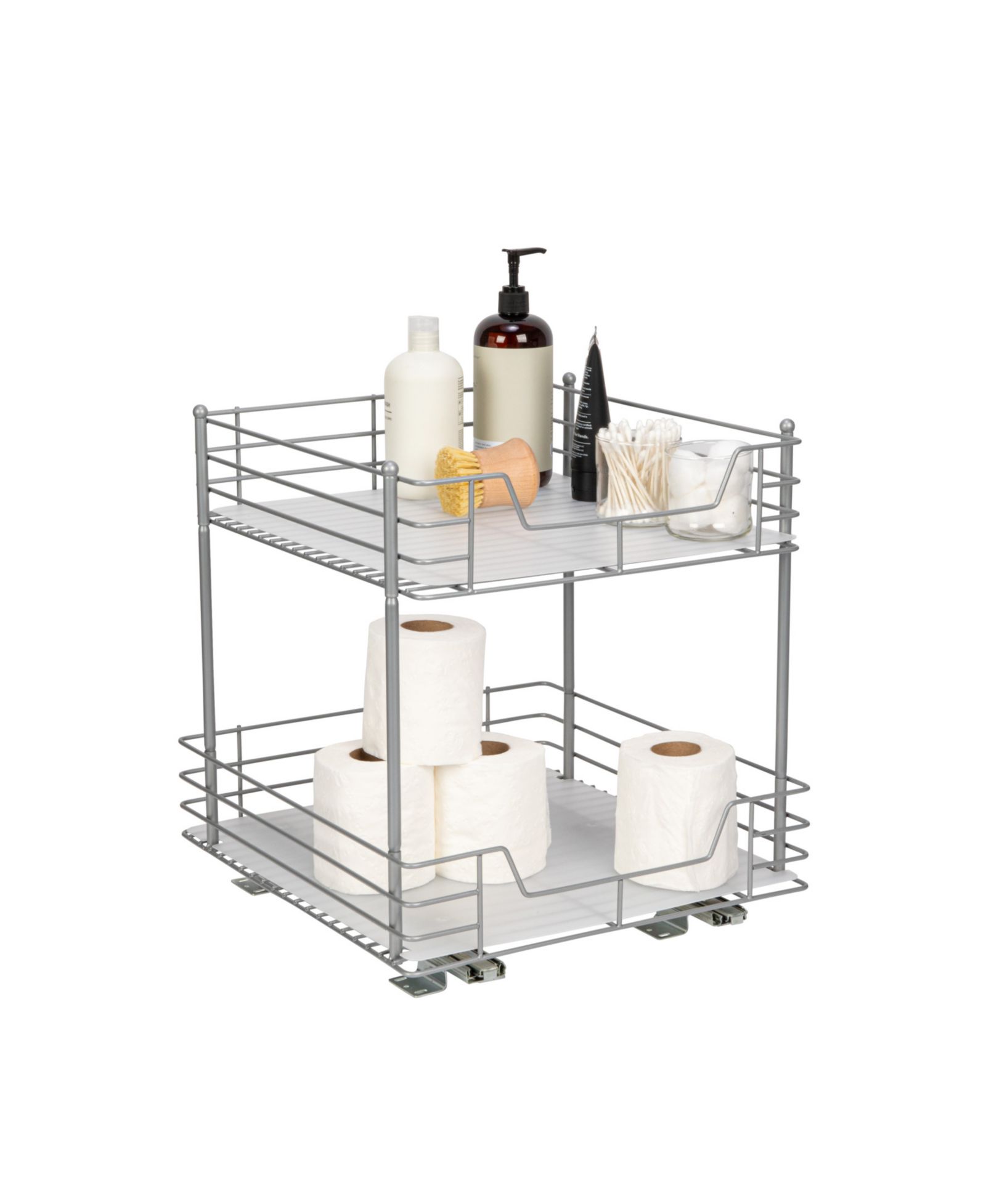 Household Essentials Glidez Steel Pull-Out Storage Organizer, 2-Tier Design