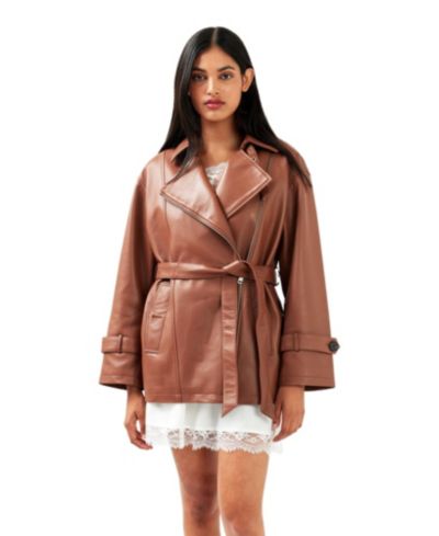 Belle & Bloom Women's BFF Belted Leather Jacket