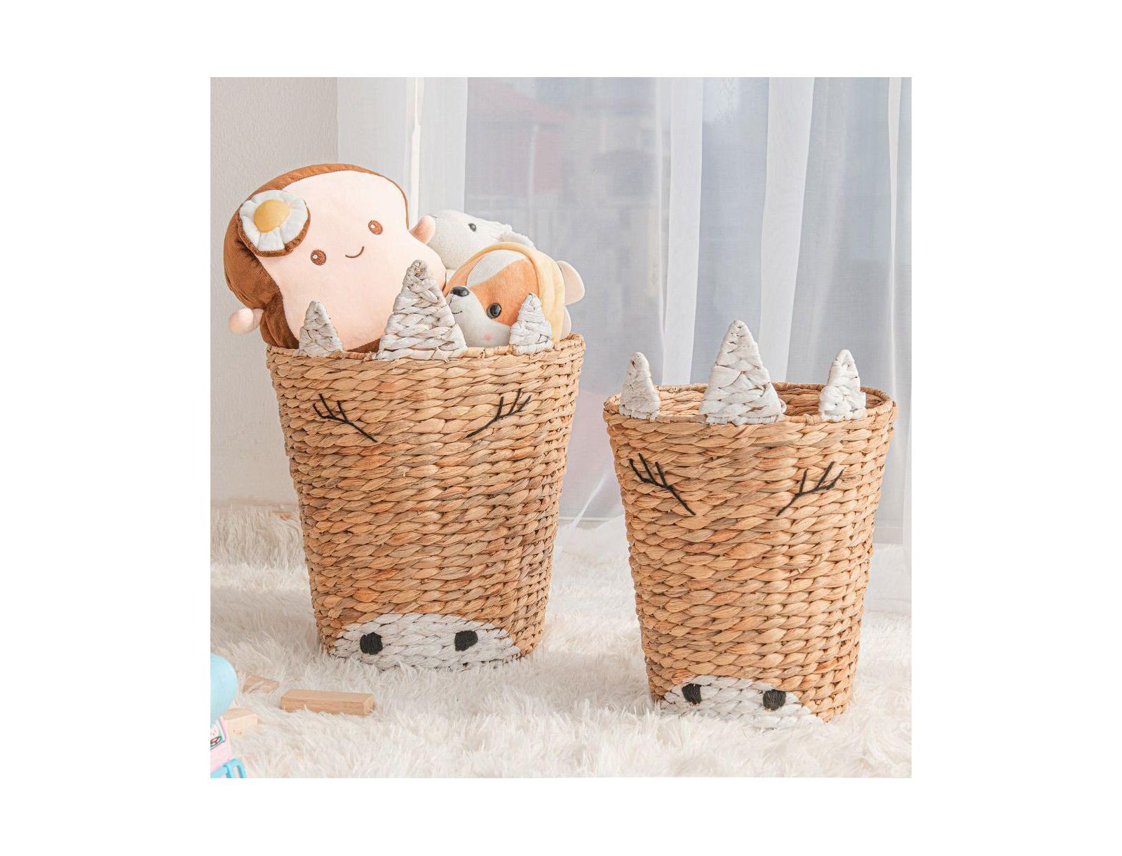 Home Outfitters S/2 Round Unicorn Baskets, Natural