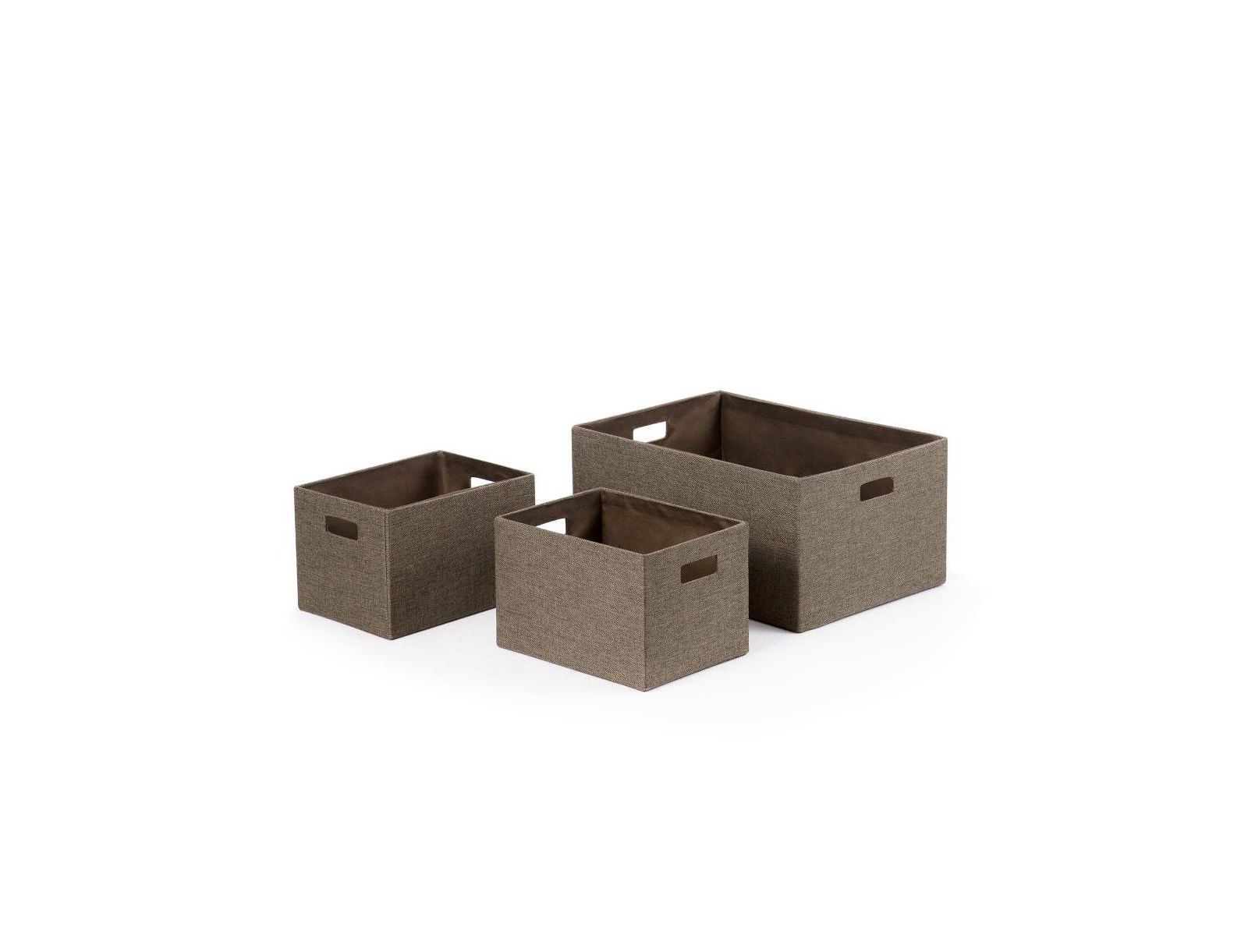 Home Outfitters S/3 Faux Linen Covered Cardboard Rect Storage Bins