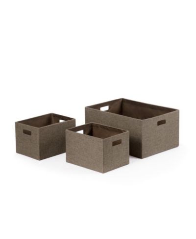 Home Outfitters S/3 Faux Linen Covered Cardboard Rect Storage Bins