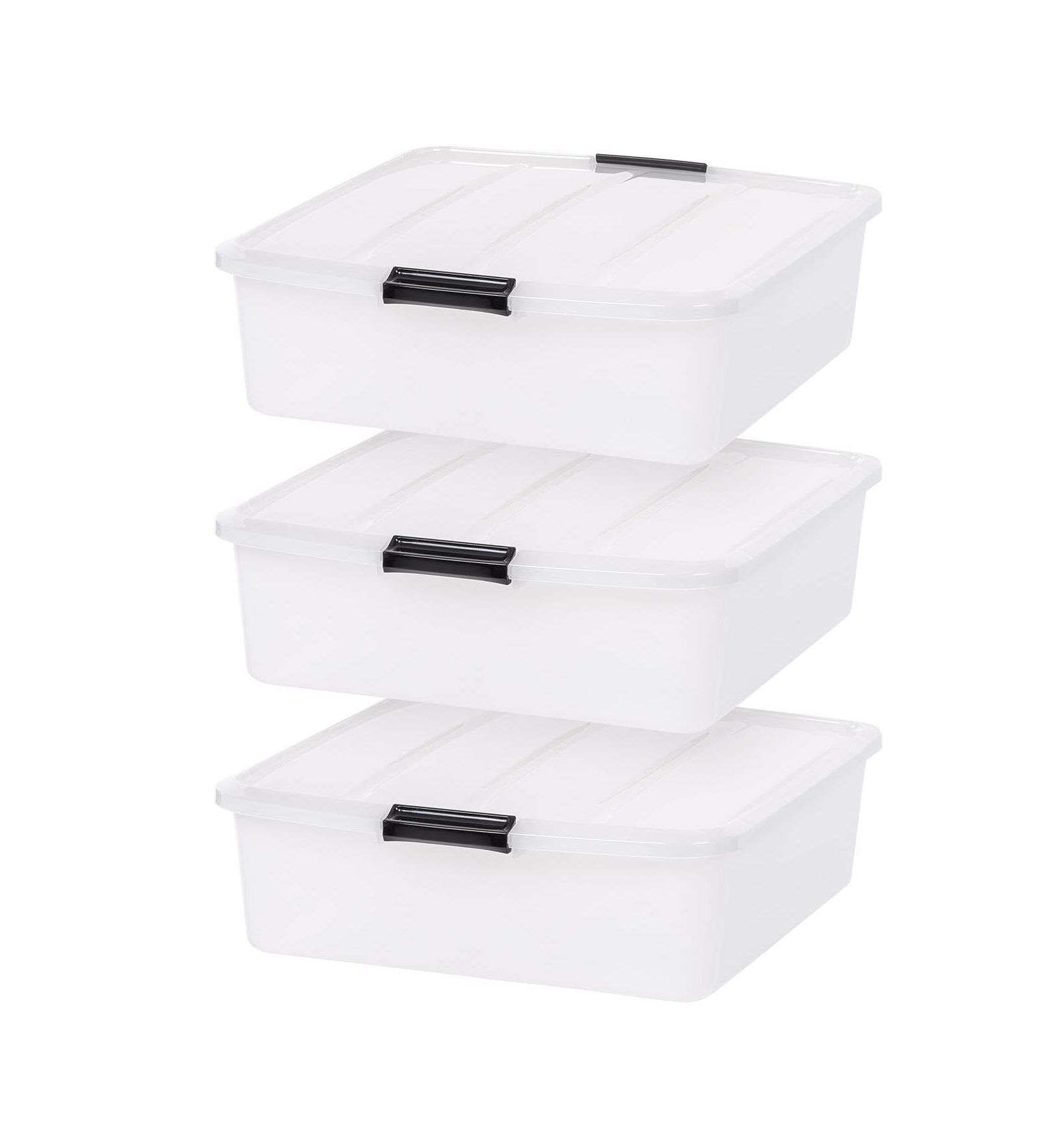 IRIS 3 Pack 33qt Plastic Buckle Up Under Bed Storage Container with Lids and Durable Buckles Clear