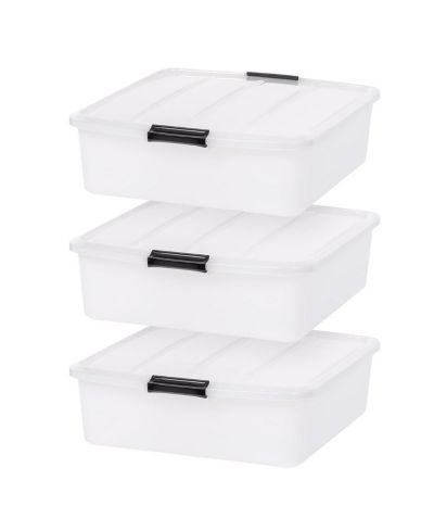 Контейнер для хранения IRIS 3 шт., 33qt, пластиковый с крышками и защелками, прозрачный