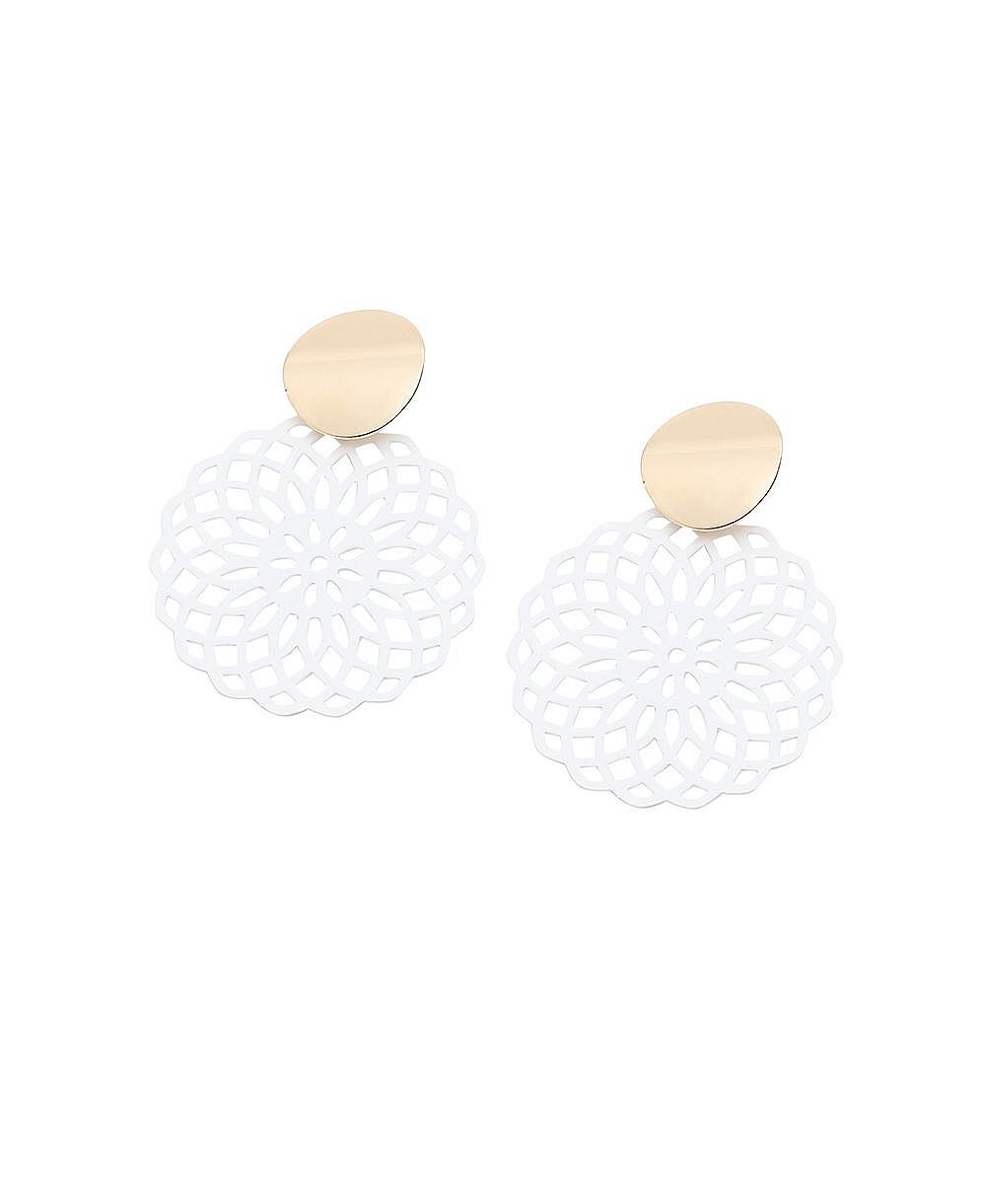 SOHI Women's Red Floral Filigree Drop Earrings